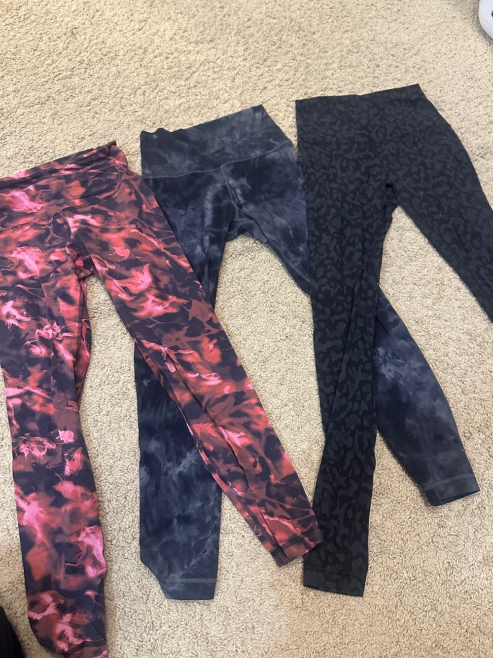 lululemon ALIGN size4 Leggings Trio - Pink/Black, Navy Tie-Dye, Black cheetah